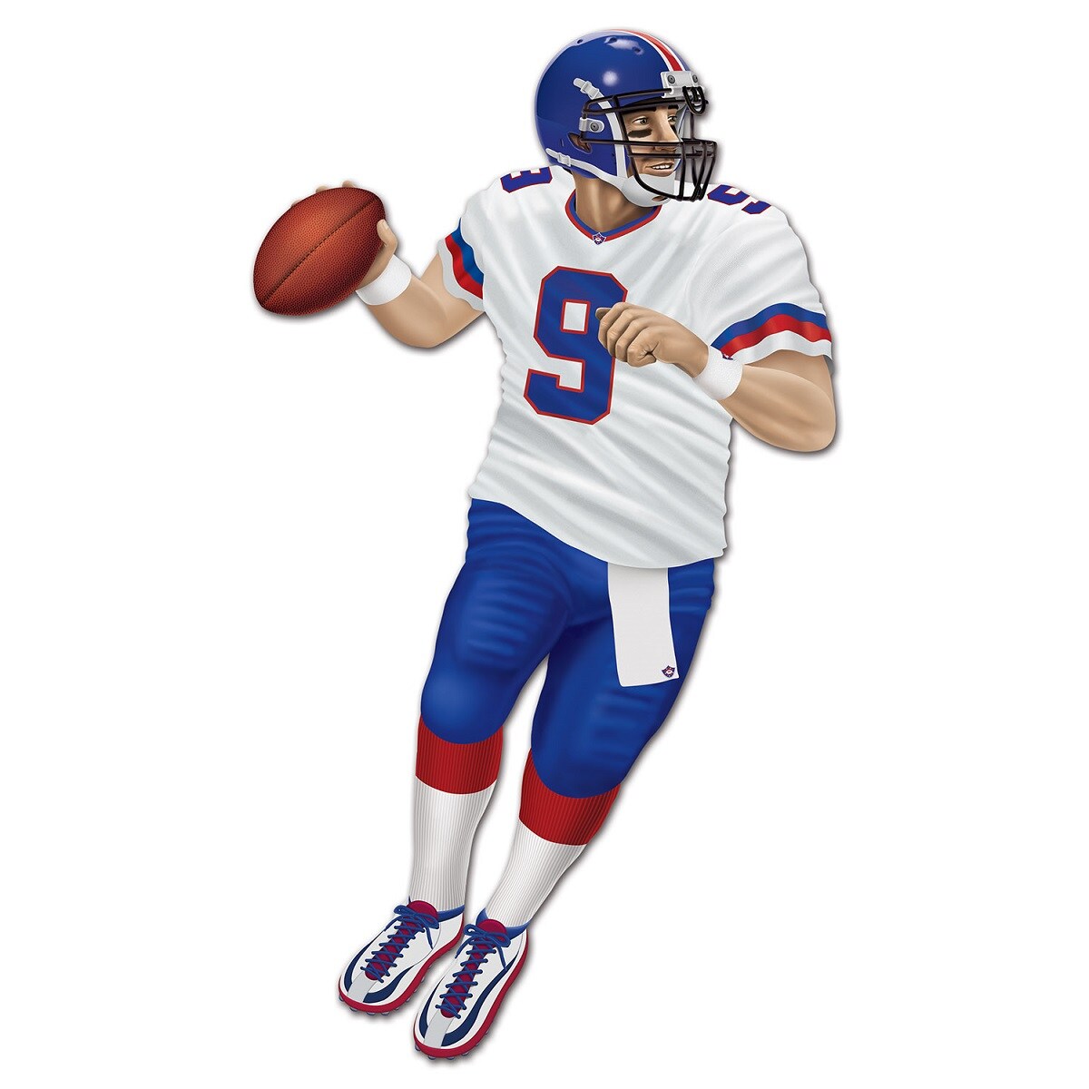Party Central Club Pack of 12 White and Blue Jointed Football Quarterback Cutout Decors 69&#x22;