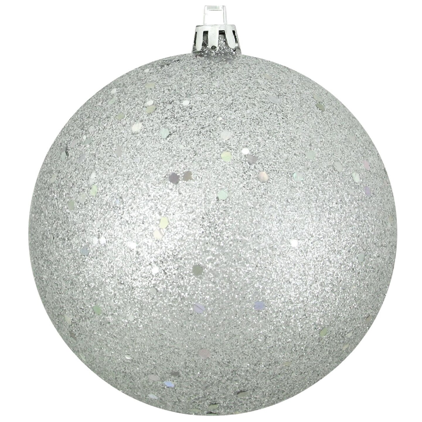 Northlight Holographic Glitter Silver Shatterproof Christmas Ornament 4&#x22; (100mm)