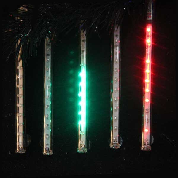 Kurt Adler Set 5 Red and Green Double Sided Snowfall LED Christmas Icicle Light Tubes 33.5" | Michaels
