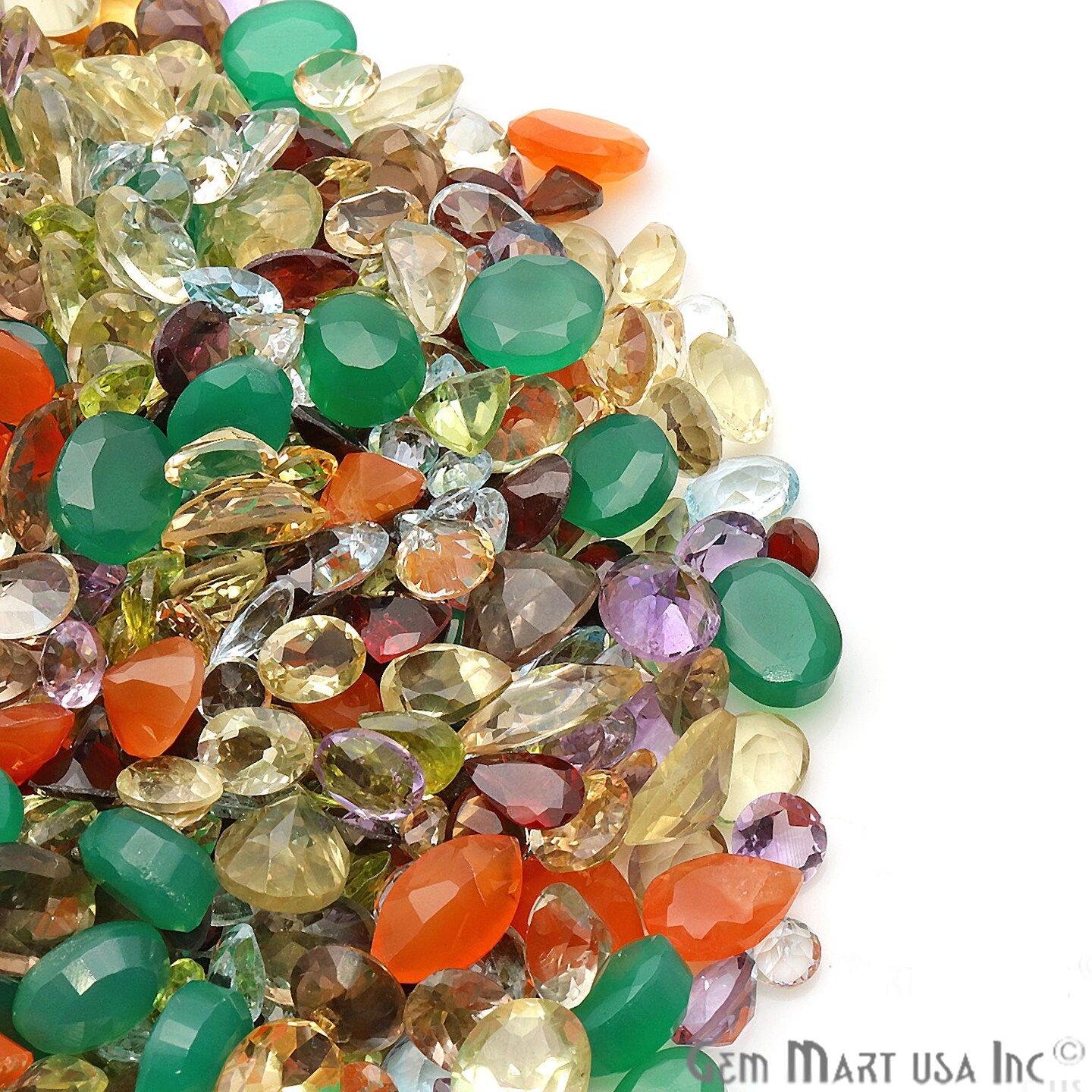 Mix Gemstone, 100% Natural Faceted Loose Gems, Wholesale Gemstones, 6-12mm, 50 Carats, GemMartUSA (MX-60001-50)