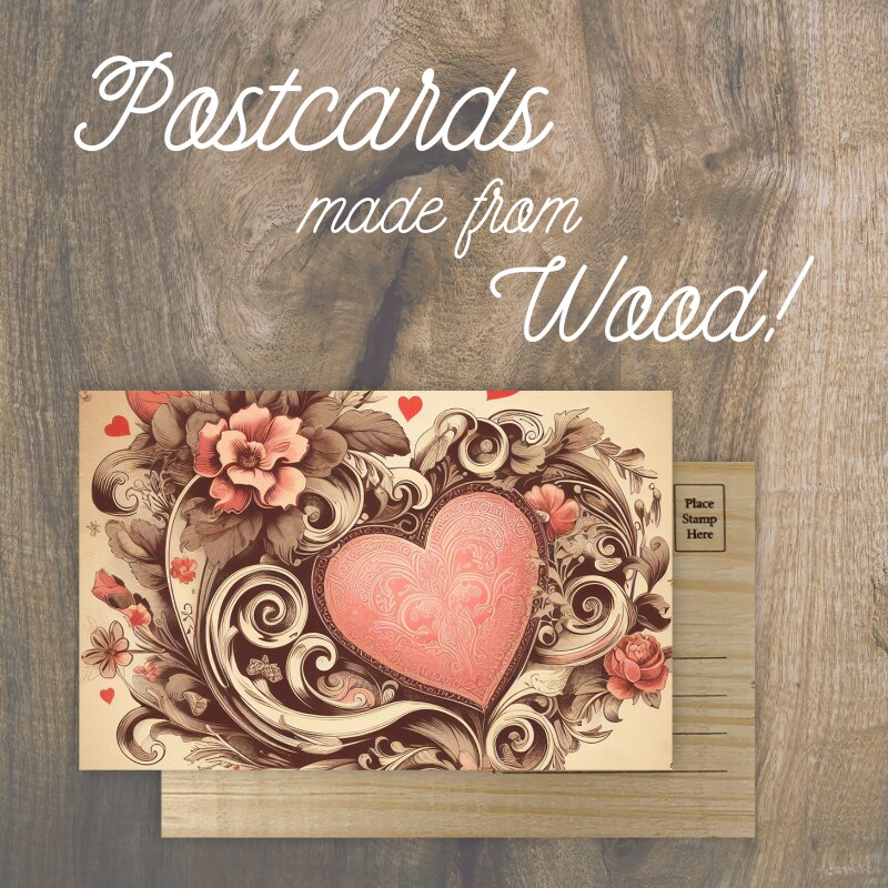 Valentine&#x27;s Heart Wooden Postcard