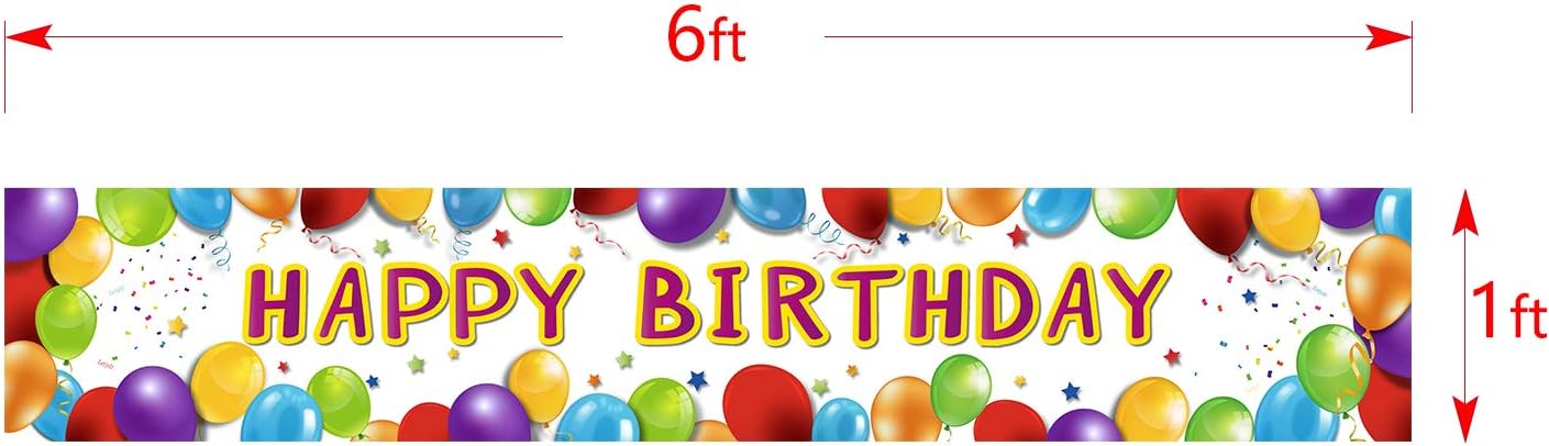 Birthday Banner Happy Birthday Sign Huge Balloon Banner Decorations Spring Birthday Supplies Colorful Fence Outdoor Giant Sign Photo Prop Backdrop Outside Birthday Decoration 6 Feet