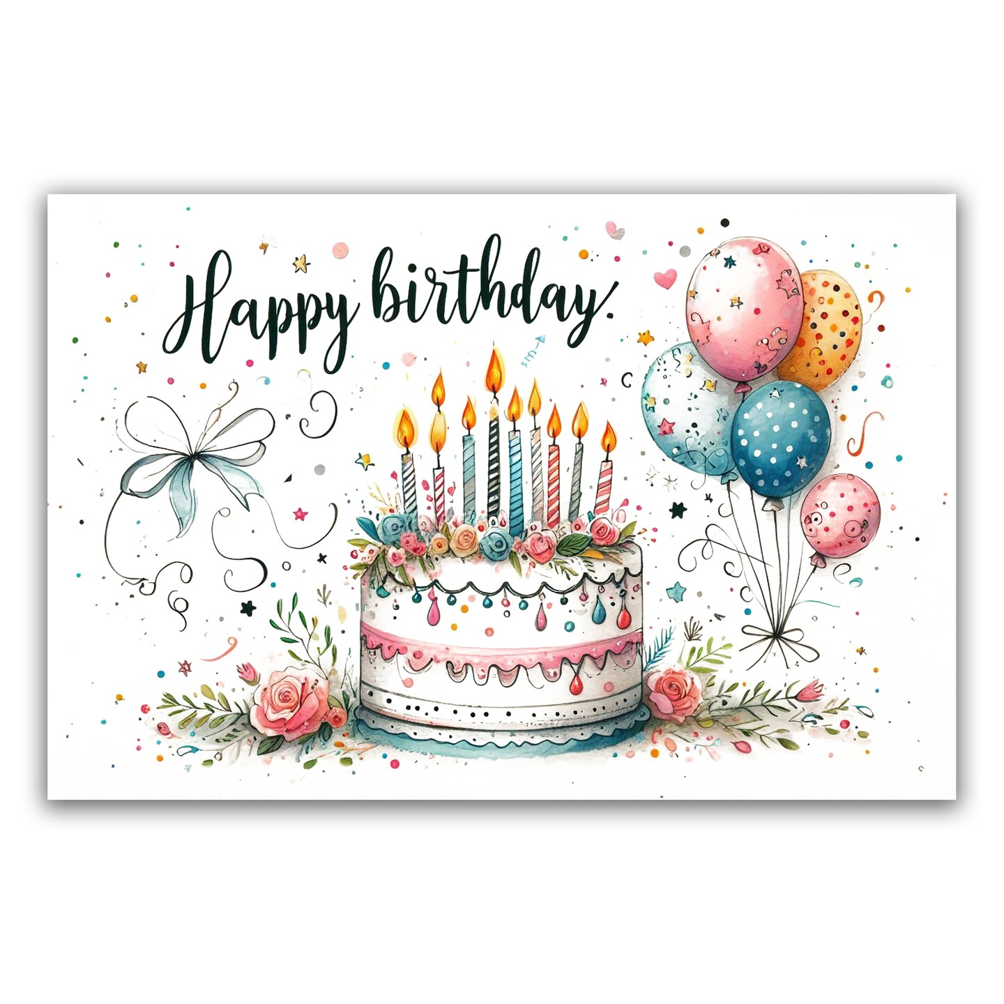 Happy Birthday Cake Wooden Postcard