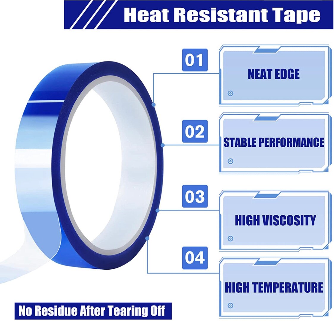 6 rolls Heat resistant Tapes Sublimation Press Transfer Thermal Tape 4mmx30m SUBLITAPE BLUE