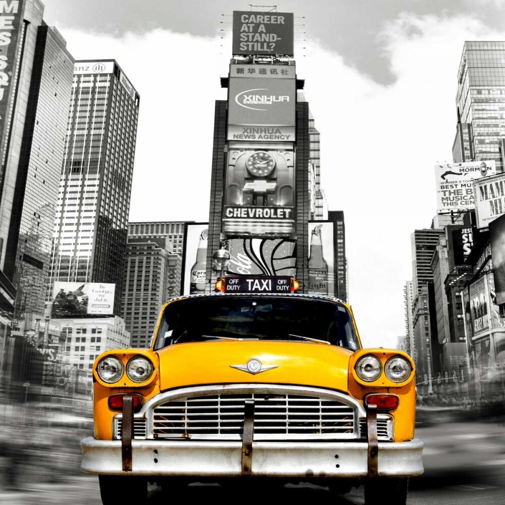 Vintage Taxi in Times Square, NYC Poster Print by Lauren - Item # VARPDX1AP3987