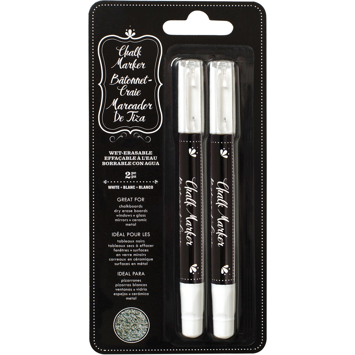 American Crafts Erasable Chalk Markers 2/Pkg-White