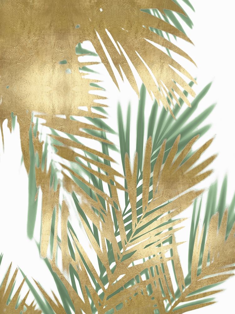 Palm Shadows Gold on Green II Poster Print by Melonie Miller # MMR116740