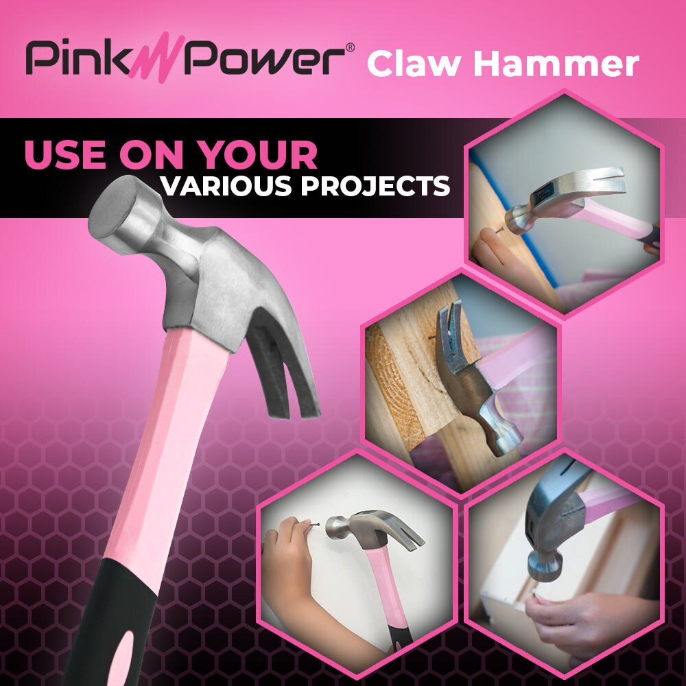 Pink Power 16oz Claw Hammer