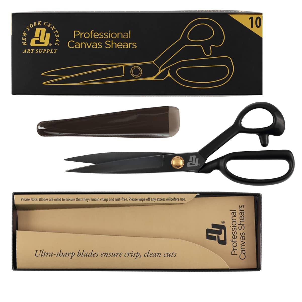 New York Central Professional Canvas Fabric Shears - Fabric Scissors, Ergonomic Right-Handed Sewing Scissors for Fabric Cutting, Rust-Free Stainless Steel Blade for Tailors, Artists, and Upholstery