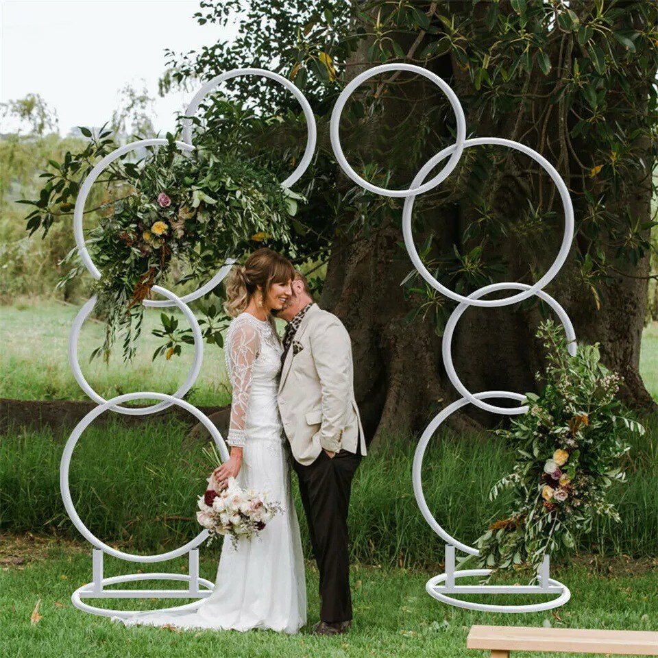 Large Size White Metal Circle Balloon Arch Wedding Party Flower Display Frame