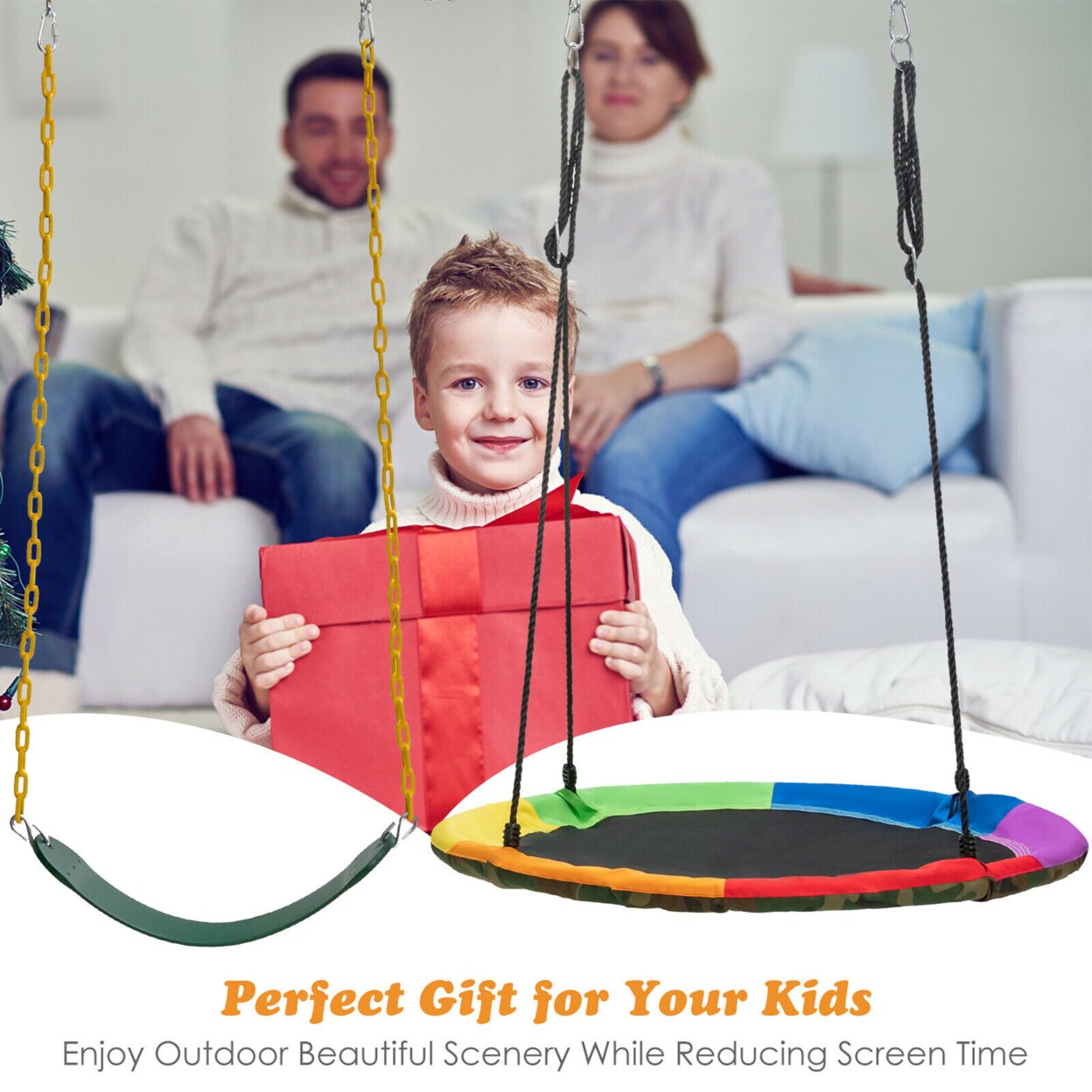 2-Pack Swing Set Swing Seat Replacement And Saucer Tree Swing For Indoor And Outdoor