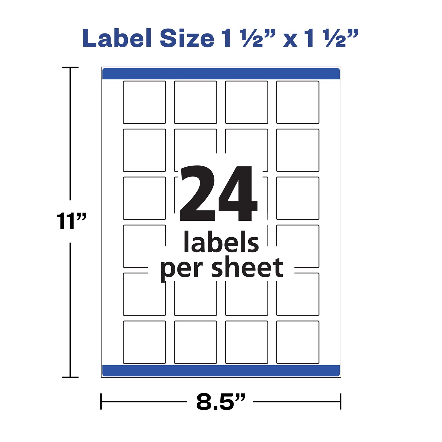 Avery Printable Blank Square Labels, 1.5&#x22; x 1.5&#x22;, Matte White, 600 Customizable Labels (22805)