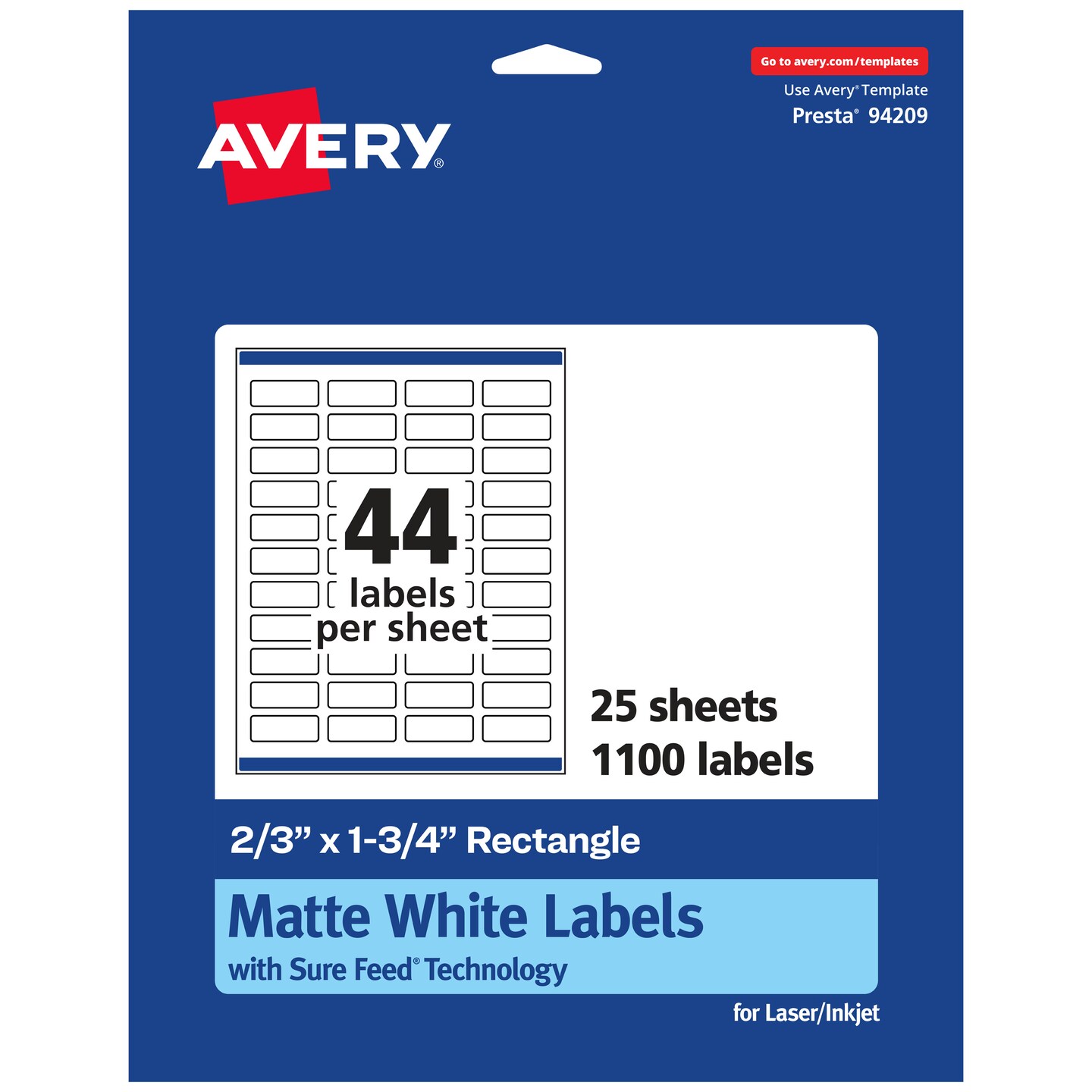 Avery Matte White Rectangle Labels, 2/3&#x22; x 1-3/4&#x22;