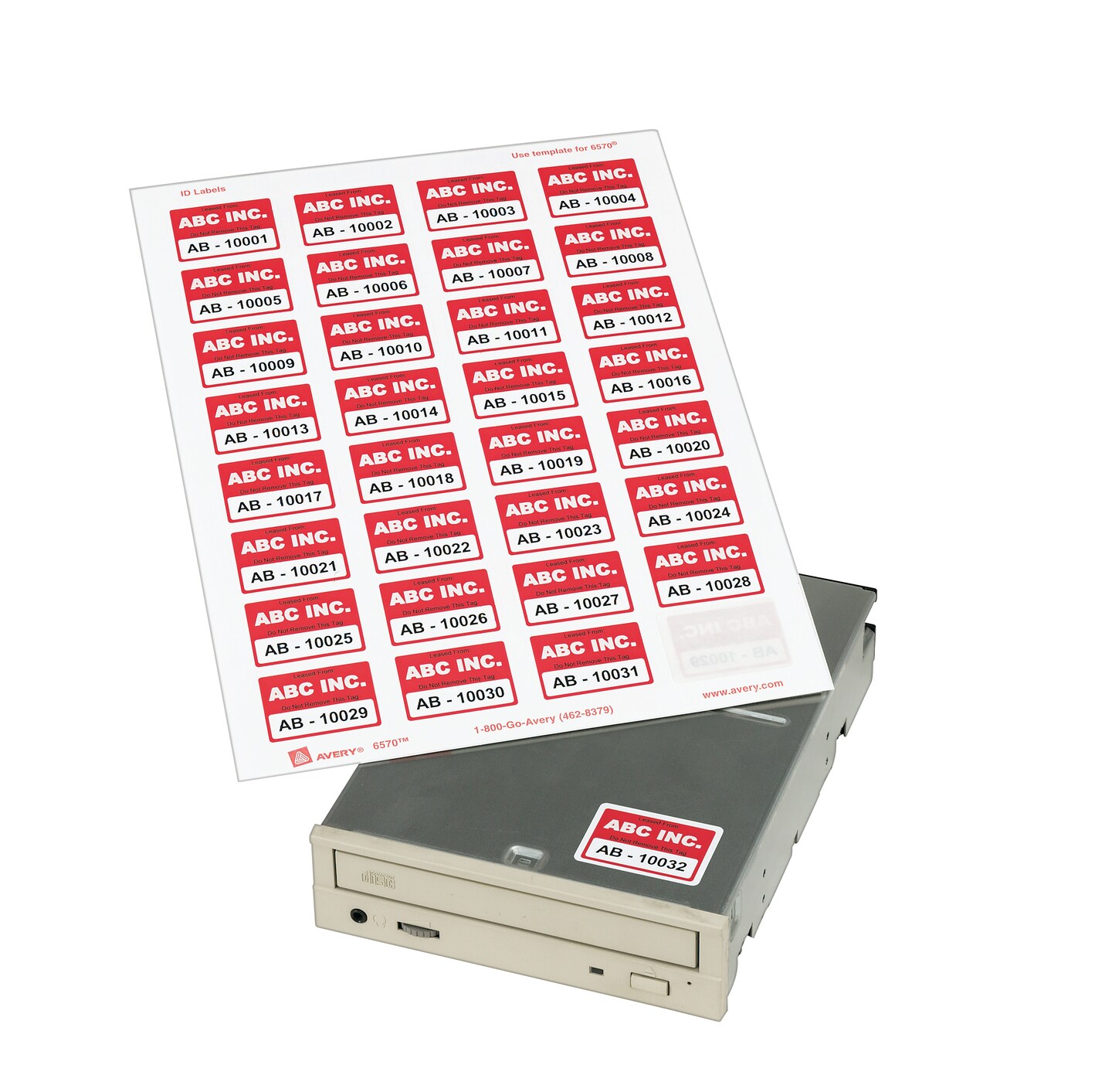 Avery ID Labels, Sure Feed Technology, Permanent Adhesive, 1-1/4&#x22; x 1-3/4&#x22;, 480 Labels (6570)