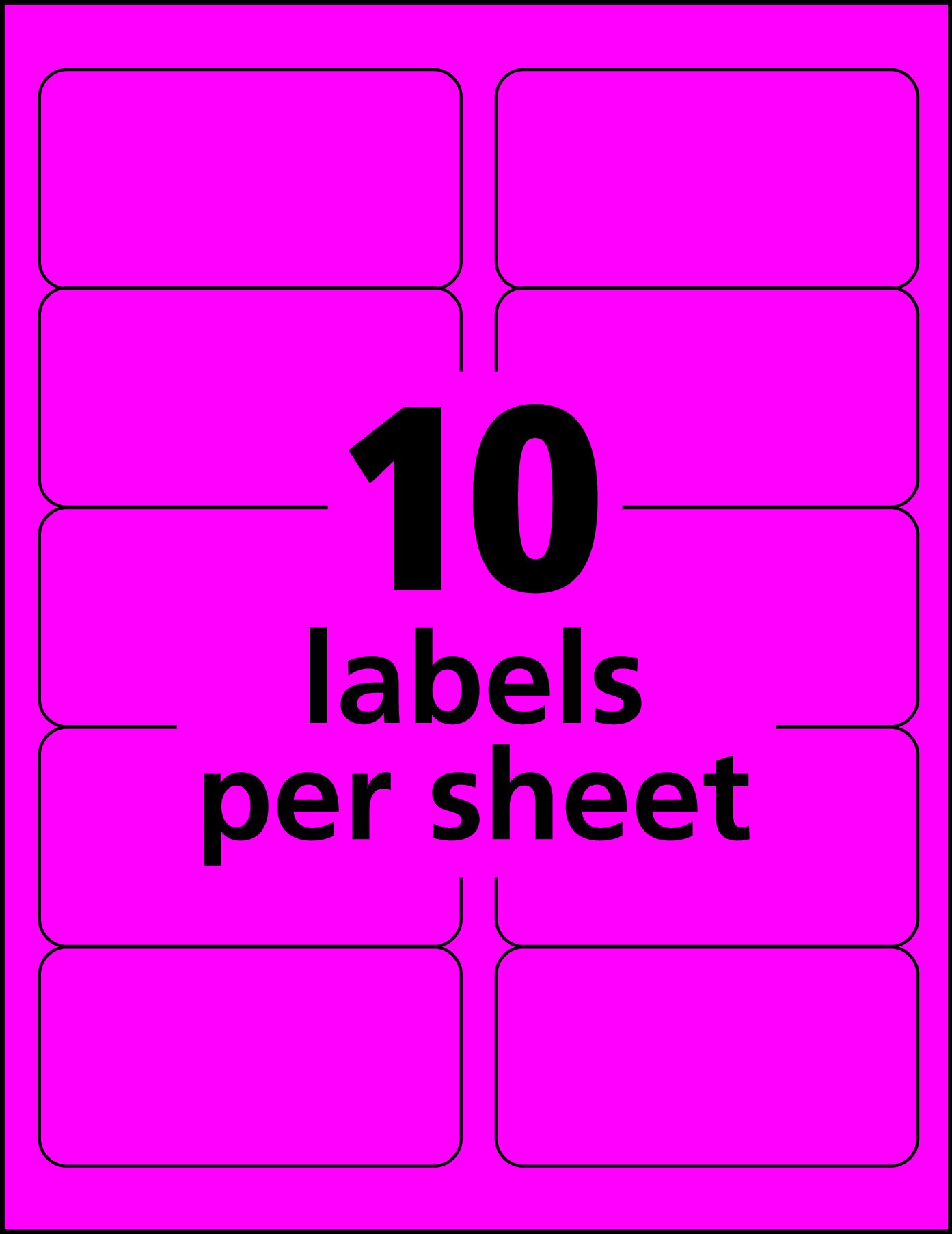 Avery 2&#x22;x 4&#x22; Neon Shipping Labels with Sure Feed, neon Pink labels for Laser Printers, 1,000 Neon Labels (5974)