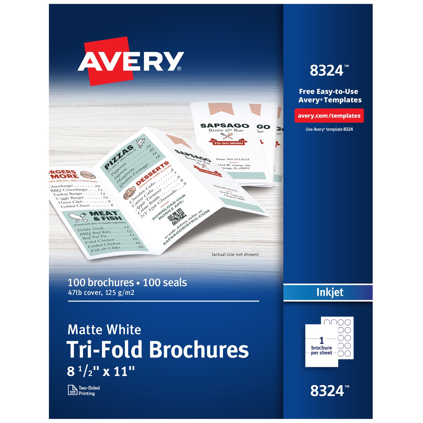 Avery Printable Sticker Paper, 8.5 x 11, Inkjet Printer, White