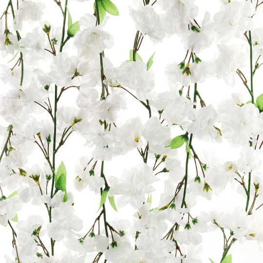 Set of 6: White Cherry Blossom Garland with Lifelike Silk Flowers &#x26; Foliage | 4.5-Foot | Spring Garlands | Party &#x26; Event | Home &#x26; Office Decor