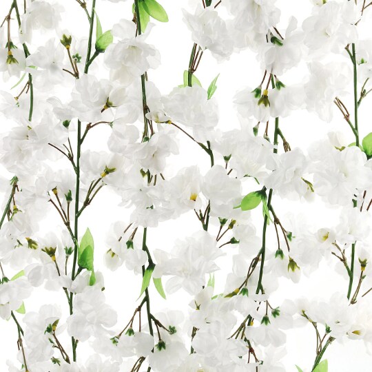 4.5-Foot White Cherry Blossom Garland - Set of 6 Lifelike Silk Flowers & Foliage, Ideal Spring Garlands for Party, Event, Home & Office Decor - Floral Home by Artificial Flowers