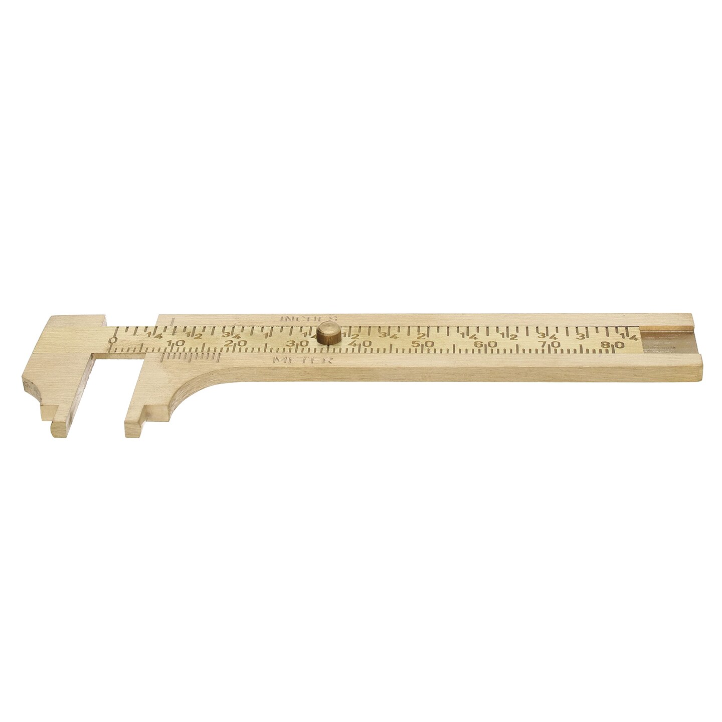 Economy Brass Gauge &#x2013; 80mm (3.14&#x201D;) Pocket Sized Slide Gauge &#x2013; Measures in Both in Inches and Millimeters &#x2013; Sliding Caliper Ruler &#x2013; Non-Magnetic Measuring Tool