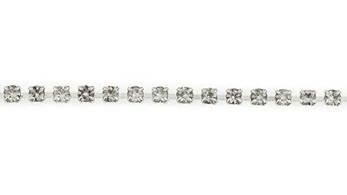 Crystal Rhinestone Cup Chain (Priced Per Foot) (2mm, Silver Plated) -