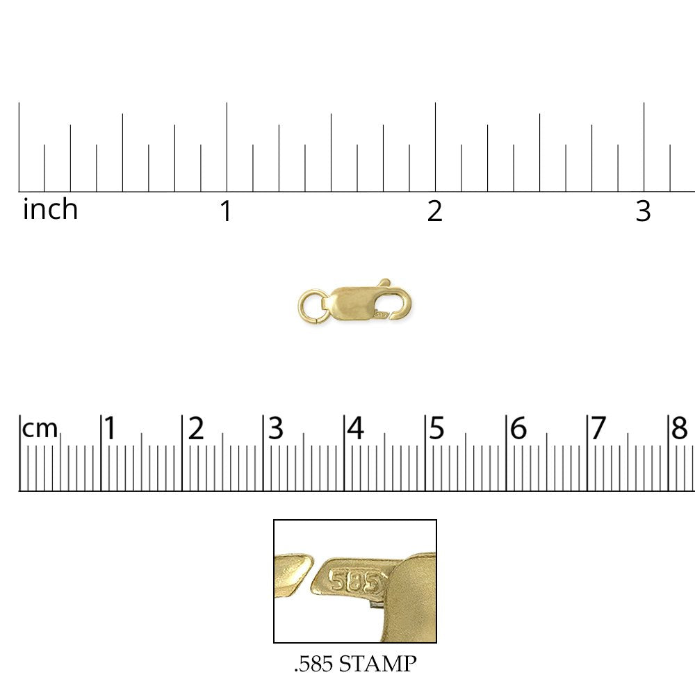 Jewelry Lobster Claw Clasp 12x4mm 14 Karat Solid Yellow Gold