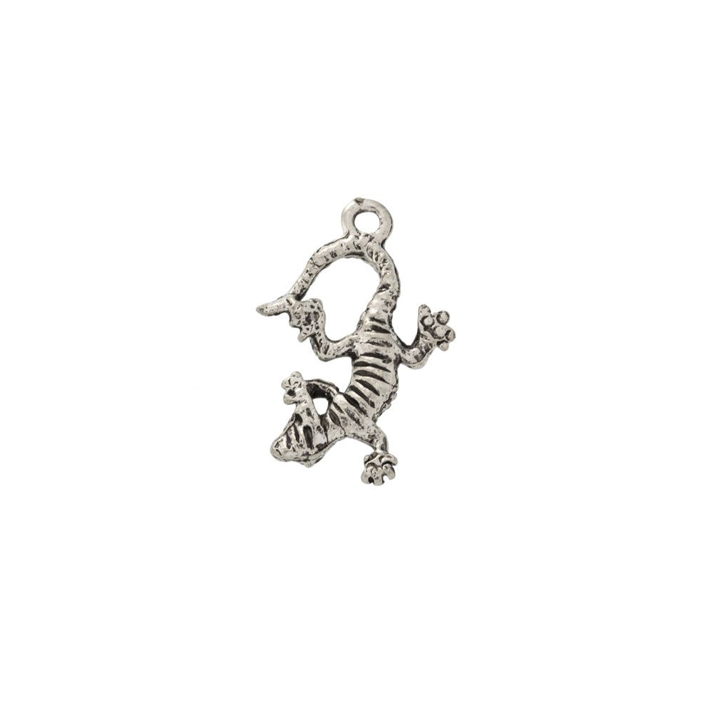 Charm for Jewelry Making - Lizard 15x22mm Antique Silver Plated (1-Pc)