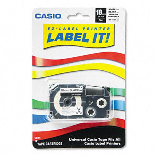 Casio XR118BKS Label Printer Iron-On Transfer Tape  18mm  Black on White