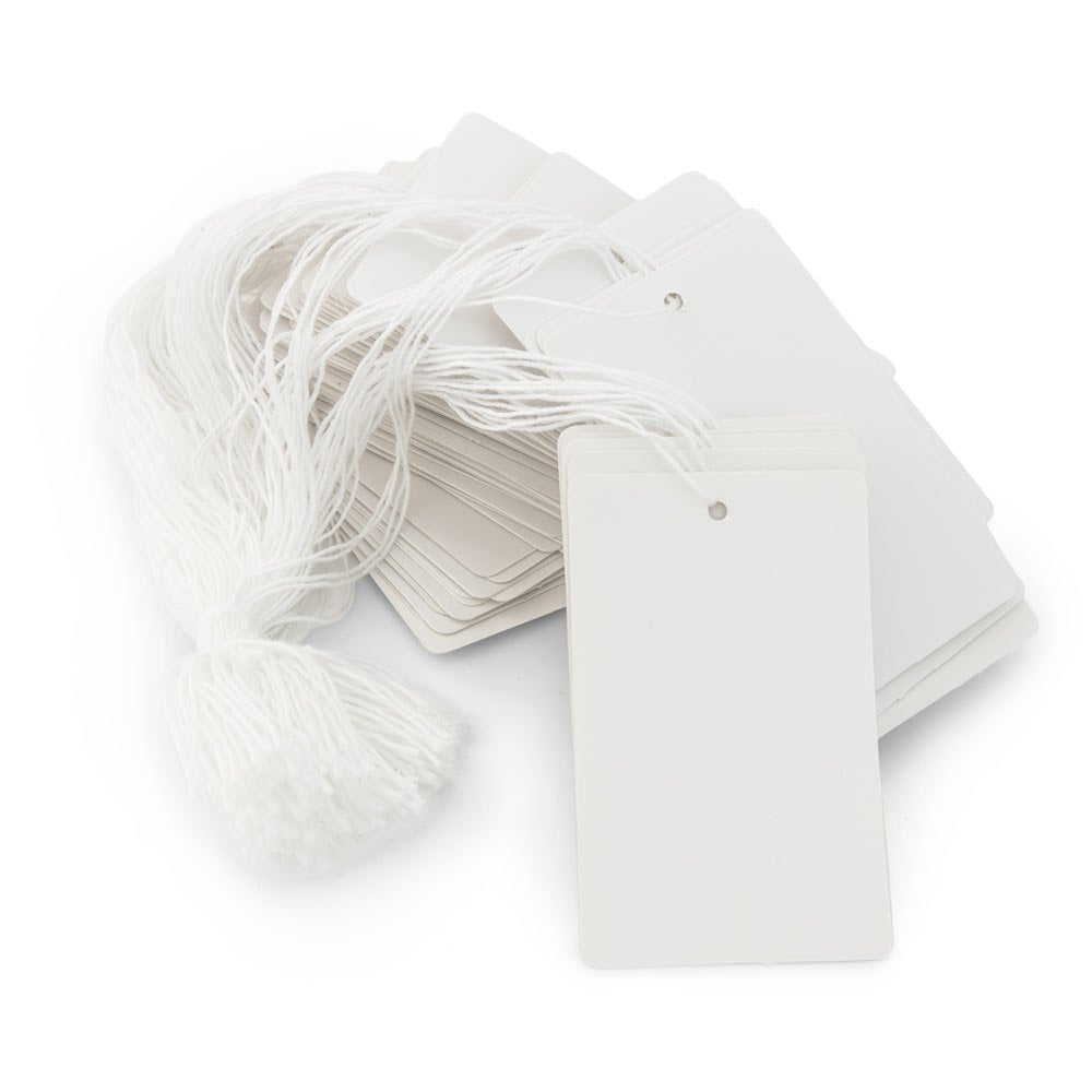 2-7/8&#x22; White Card Stock Blank String Jewelry Price Tags