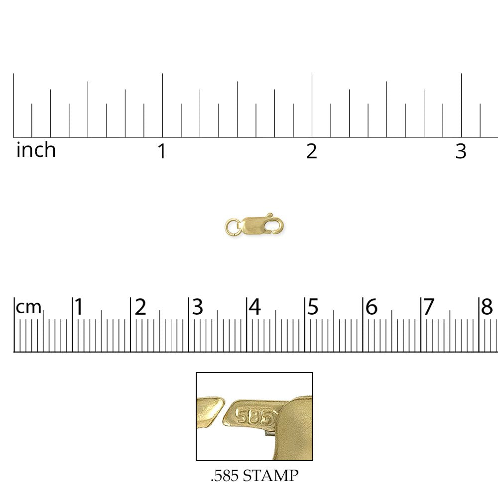 JewelrySupply Lobster Clasp (3.3x8.4mm) w / Ring 14 Karat Solid Yellow Gold