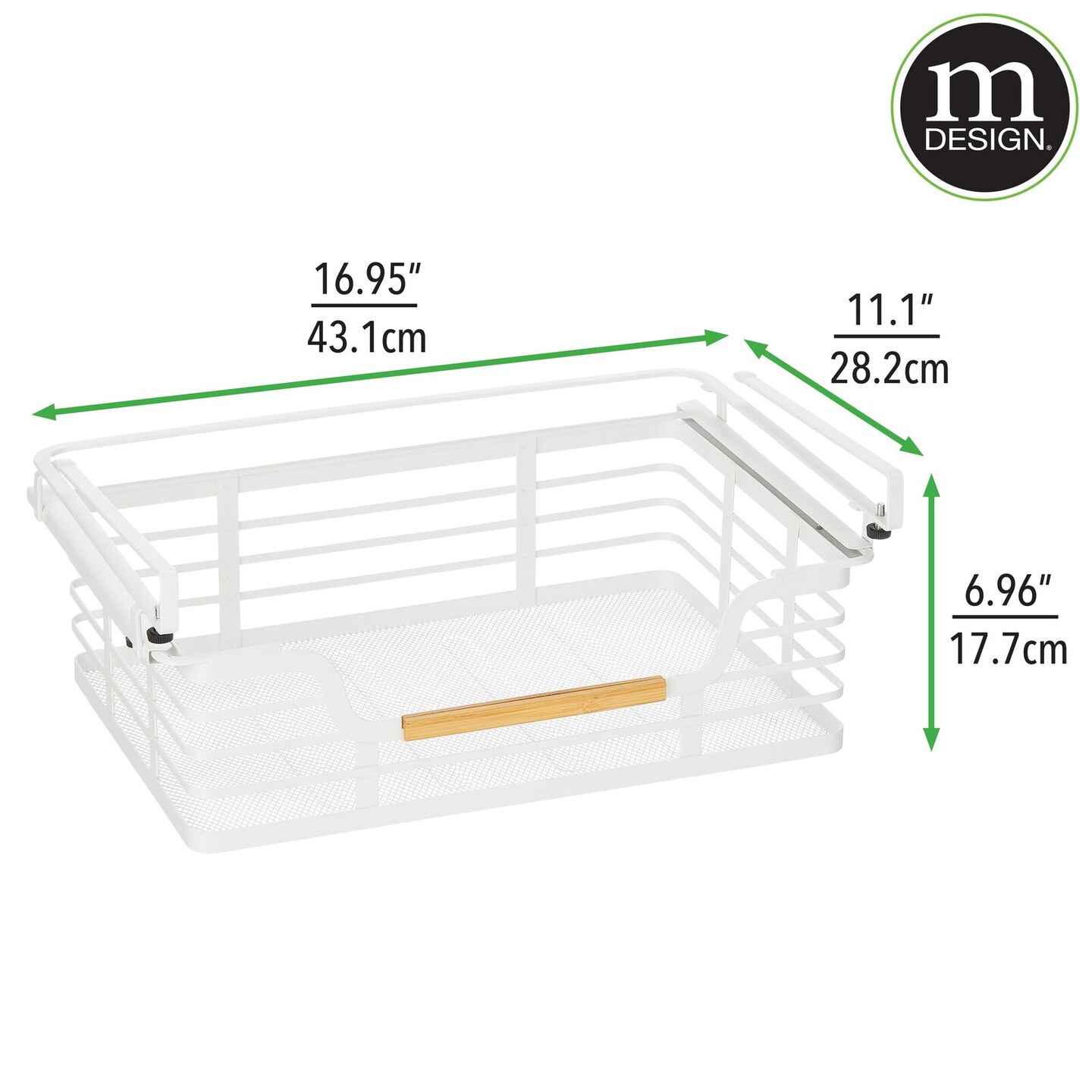 mDesign Metal Kitchen Under Shelf Storage Baskets - 2 Pack