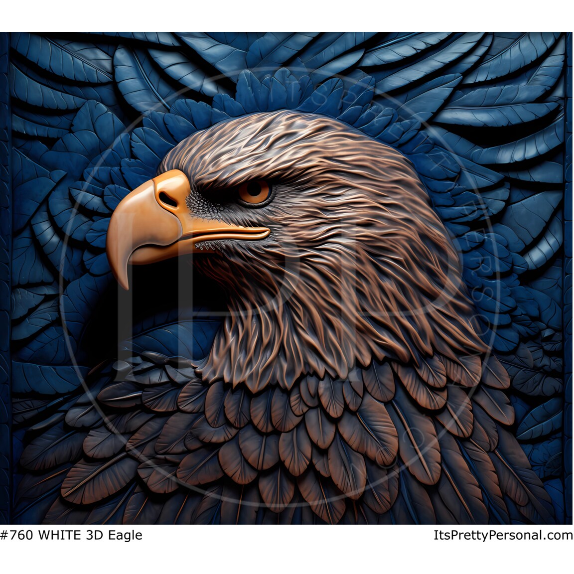 #760 WHITE- 20oz -3D Eagle  9.4&#x22; x 8&#x22; Pattern Vinyl Wrap