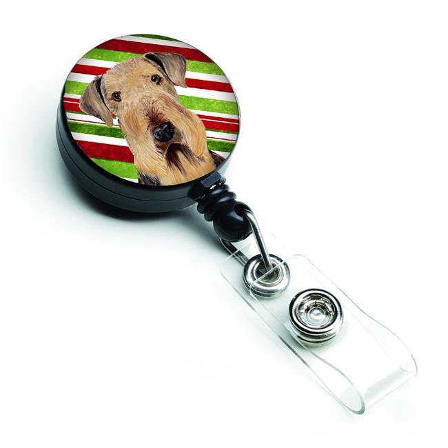 Carolines Treasures SC9333BR Airedale Candy Cane Holiday Christmas Retractable Badge Reel