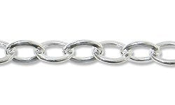 JewelrySupply Flat Cable Link Chain 3mm .925 Sterling Silver (Priced per Foot)