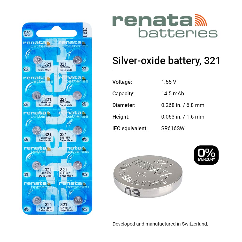 Renata Watch Battery Swiss Made Renata 321 or SR616SW (3 Batteries, 321 or SR616SW)