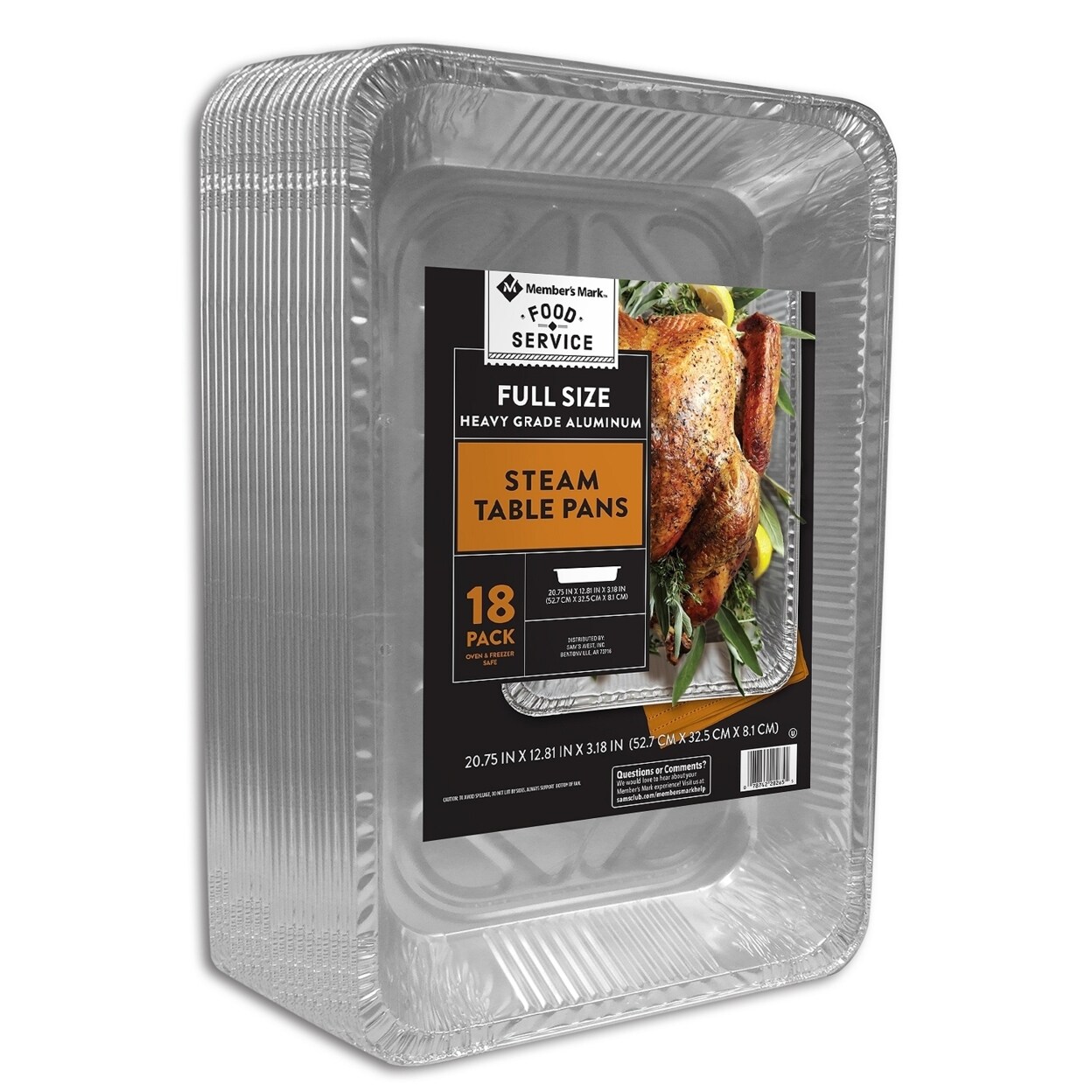 Members Mark Aluminum Steam Table Pans Full Size (18 Count)