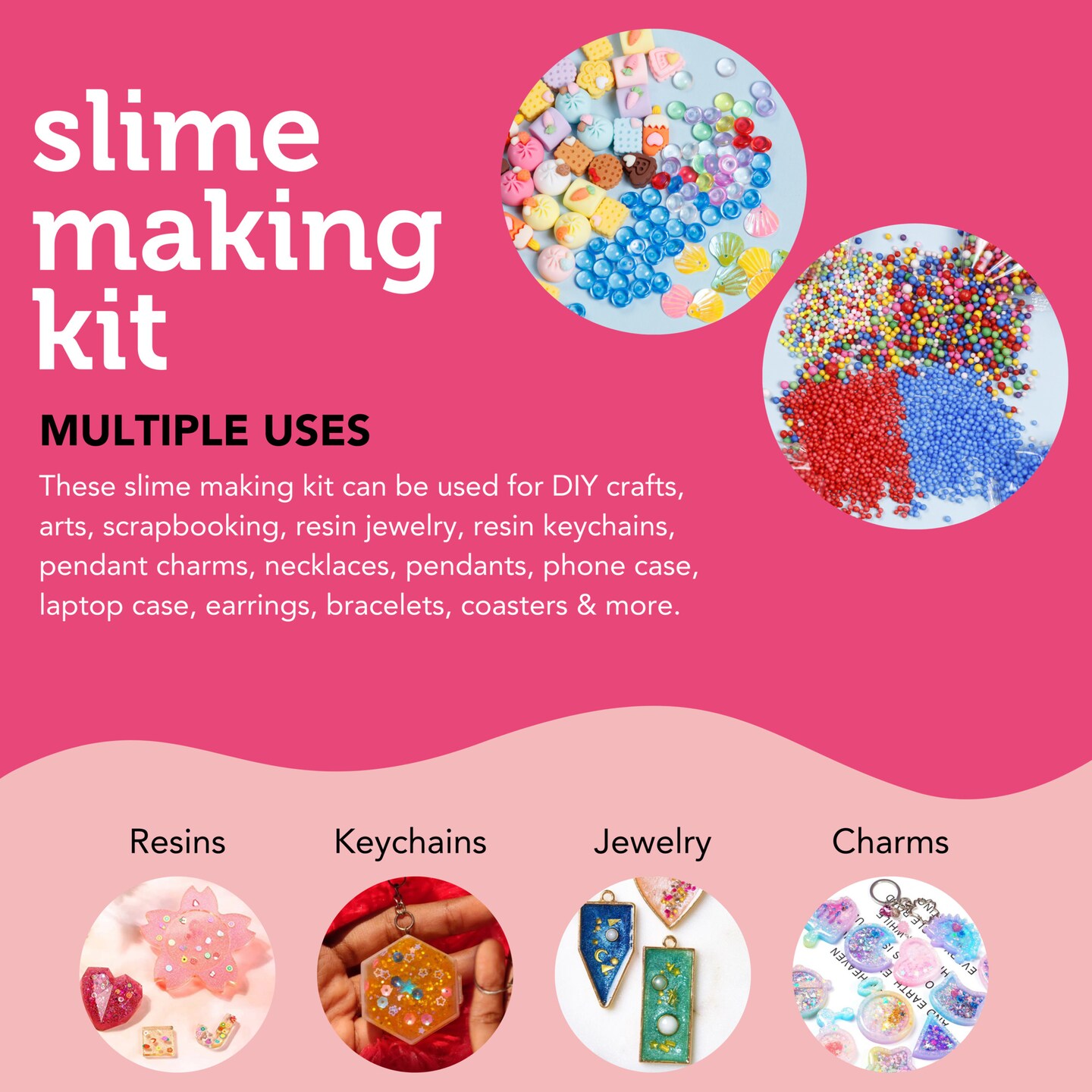 Incraftables Slime Kit for Girls &#x26; Boys. DIY Add-ins Slime Making Kit with Slime Charms, Foam Balls, Fishbowl Beads, Candy, Glitters, Shells, Tablet Bottles, Foil, Containers &#x26; Mix-ins Tool Supplies