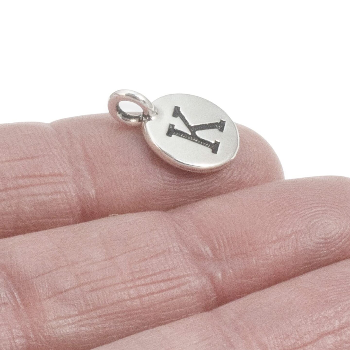 TierraCast Pewter Initial Charms-Silver Round Letter&#x22;K&#x22; 12x16mm (2)