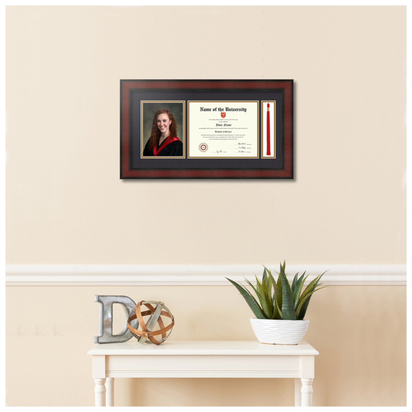 ArtToFrames 8x10 inch Diploma Frame with 6x8 Inch Image Opening and Tassel Opening - Framed with Black and Gold Mats, Comes with Regular Acrylic and Sawtooth Hanger for Wall Hanging (DIT-8x10)