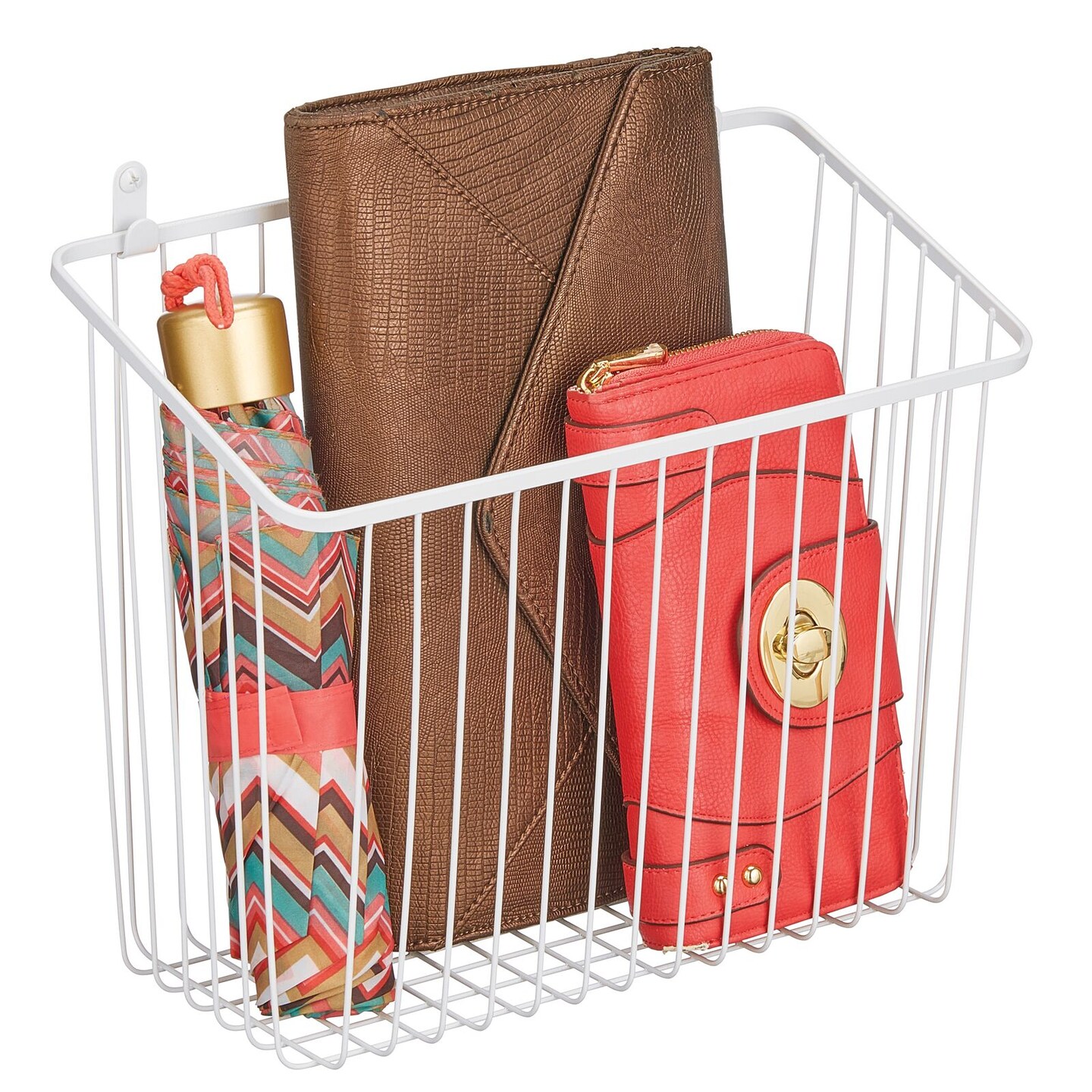 mDesign Metal Wall Mount Hanging Basket for Home Storage