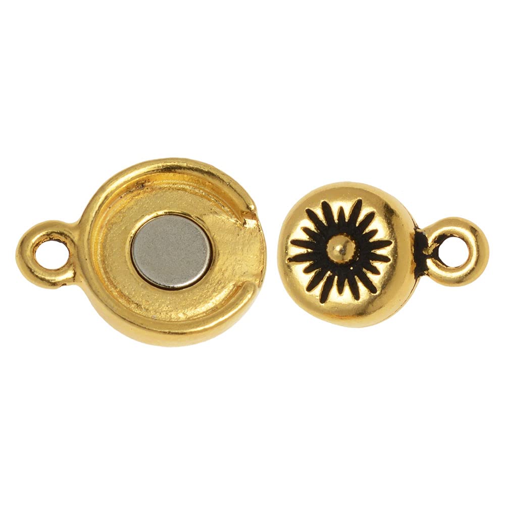 TierraCast Magnetic Clasps, Starburst 11x17mm, 1 Set, Antiqued Gold Plated