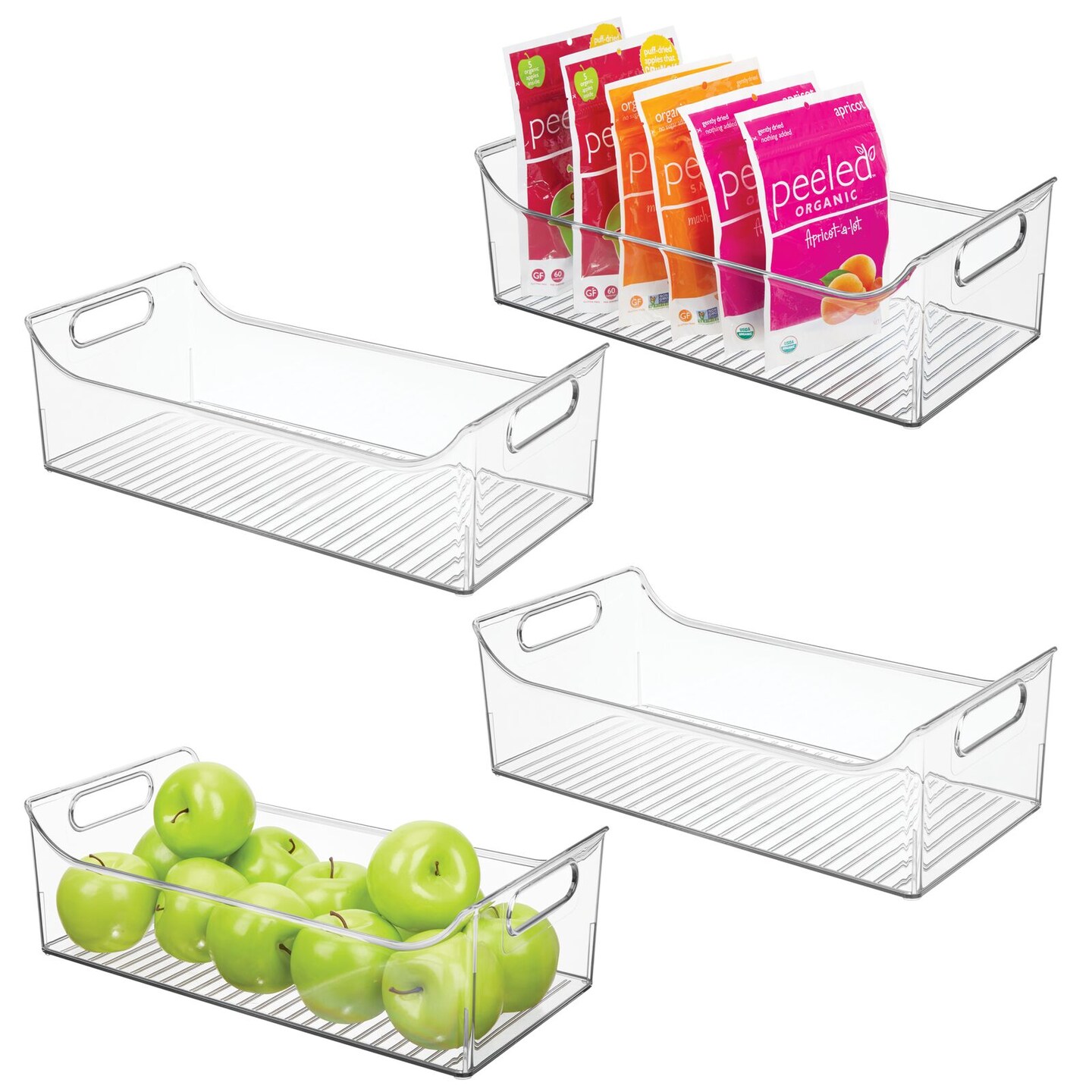 mDesign Plastic Slim Organizing Bin for Kitchen Pantry Cabinet, Fridge or  Freezer, Food Organization Storage Bin with Handles, Pantry or Kitchen