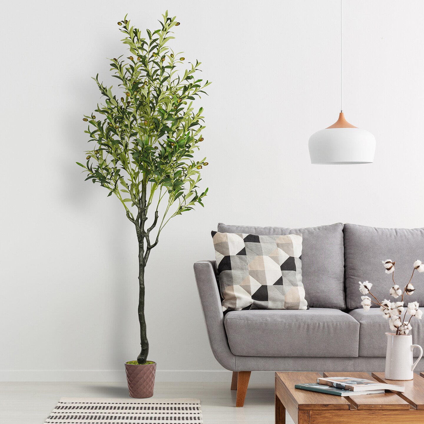 72&#x27;&#x27; Artificial Olive Tree Tall Fake Plants Suitable for Modern Living Rooms