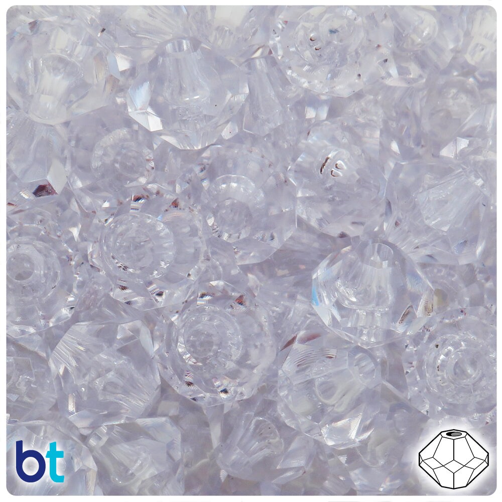 BeadTin Crystal Transparent 18mm Faceted Squatty Bicone Plastic Craft Beads (10pcs)
