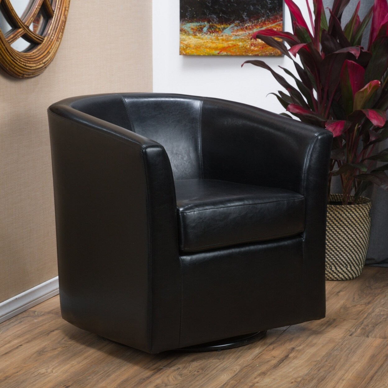 GDFStudio Corley Barrel Club Chair with Swivel Seat