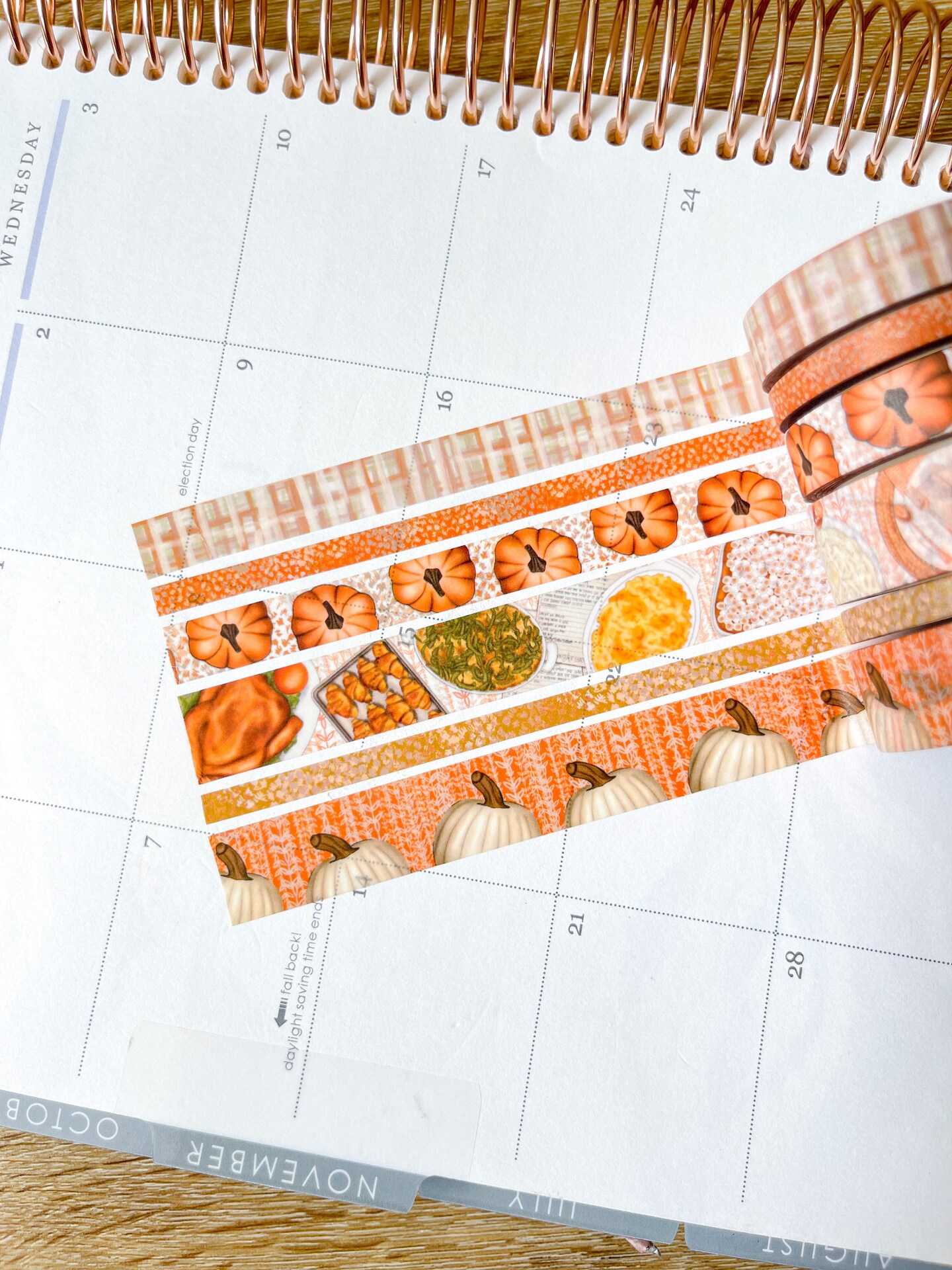 Thanksgiving Turkey &#x26; Pumpkins Orange Washi Tape Set (#W070)