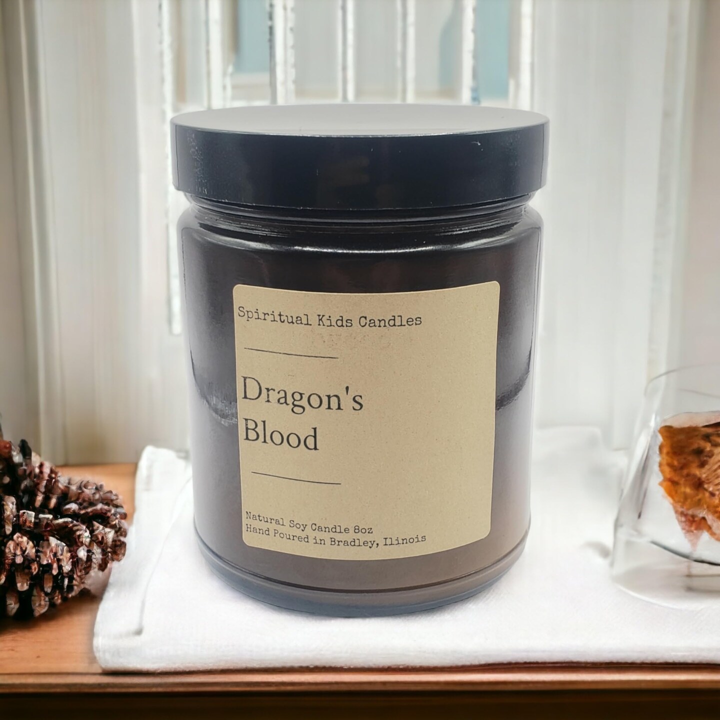 Dragon's Blood Soy Candle 8oz 35-40 Hours Hand Poured with All Natural Soy Wax and Fragrant/ Essential Oils!
