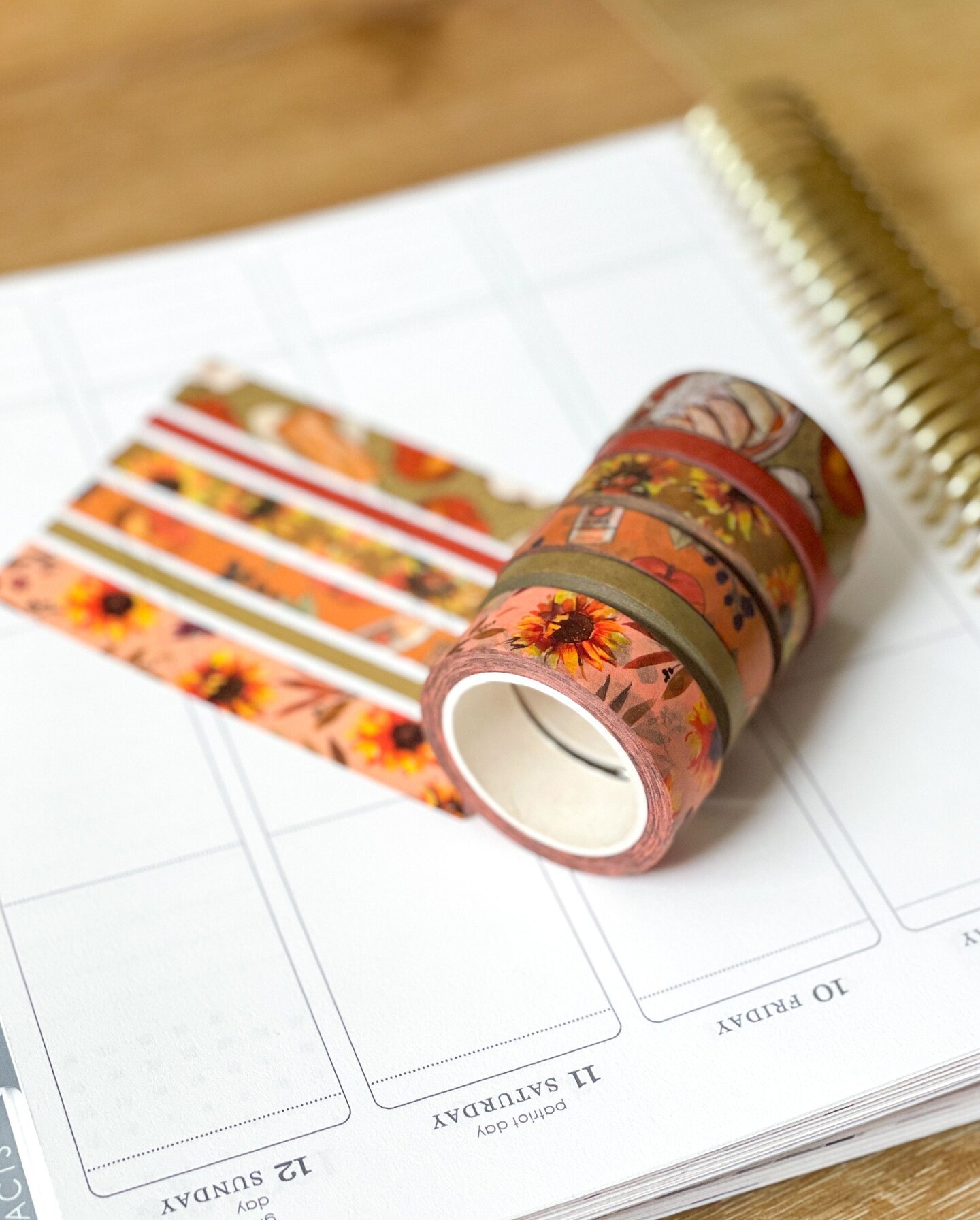 Fall Apples &#x26; Sunflowers Autumn Washi Tape Set (#W012)