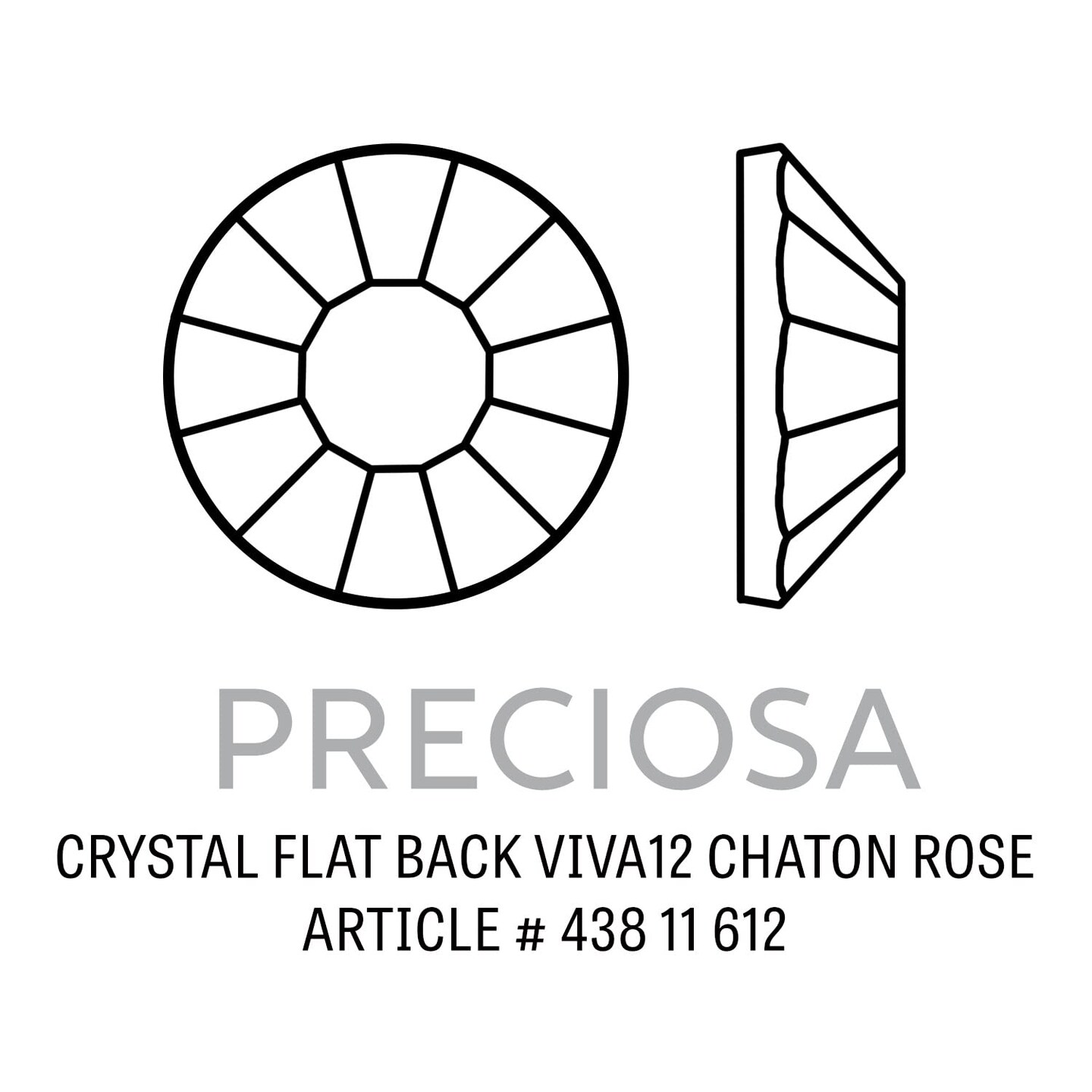 Preciosa Crystal VIVA12 Flat Back Rhinestone 6.5mm (SS30) Black Diamond AB (Package of 20)