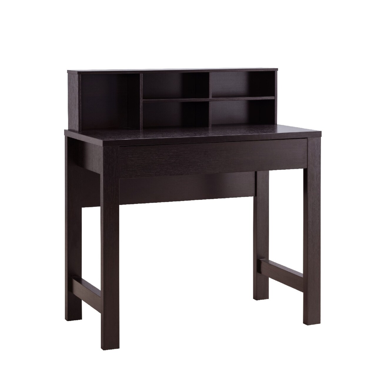 Saltoro Sherpi 40 Inch Desk with Hutch and 5 Open Compartments, Dark Brown-