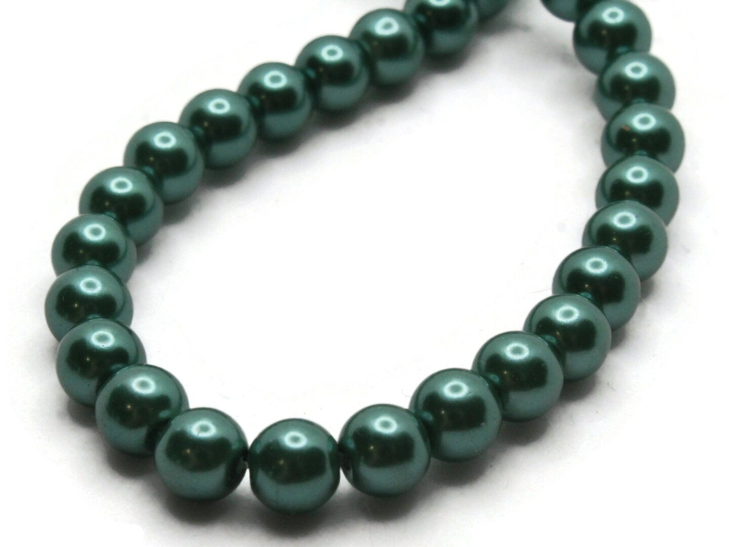 72 6mm Green Round Glass Pearl Beads